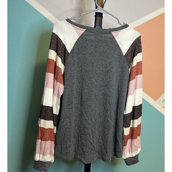 Maurices Gray and Striped Long Sleeve Top - Picture 2 of 6